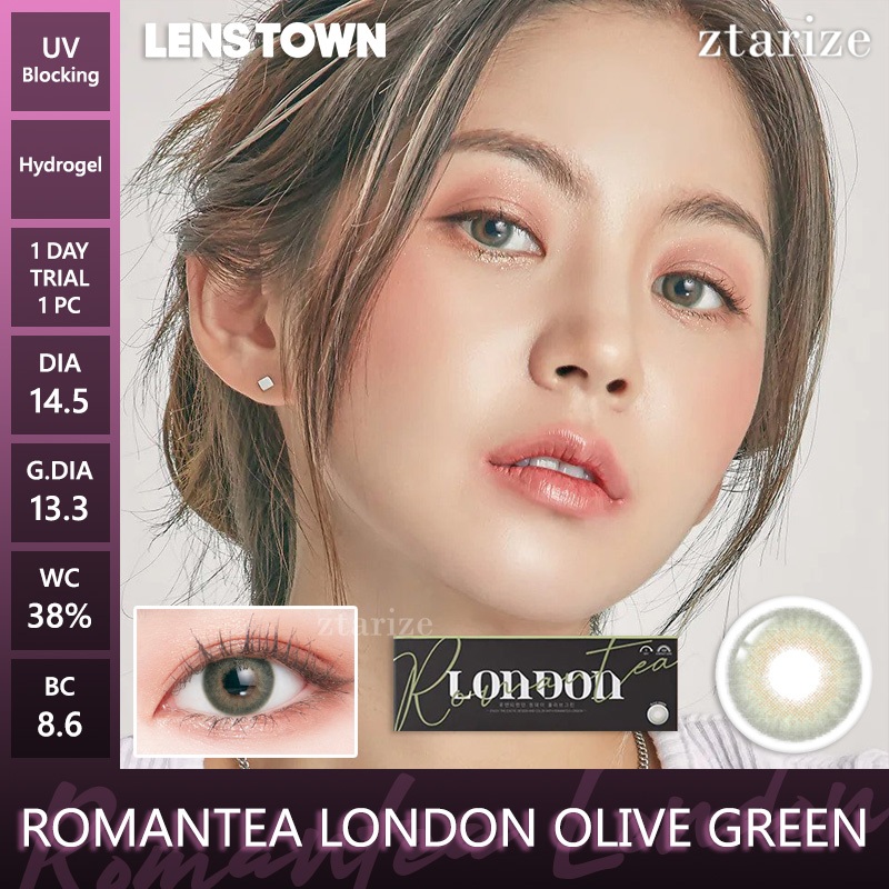 ztarize - Ready Stock - Trial LENSTOWN 🇰🇷 Romantea London Olive Green 1 Day Daily Soft Contact Lens 