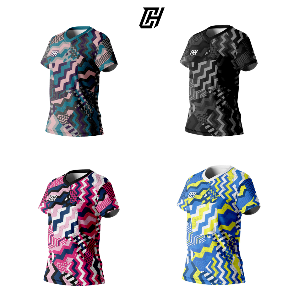 Customhade Baju Kaos Jersey Olahraga Badminton Varian Corak Warna Wanita Custom Full Printing Terbar