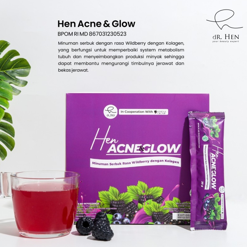 DR HEN - COLLAGEN ACNE & GLOW Exp 1226 ( 1 BOX = 16 SACHET ) MINUMAN KOLAGEN DRINK DNA SALMON BY DR 