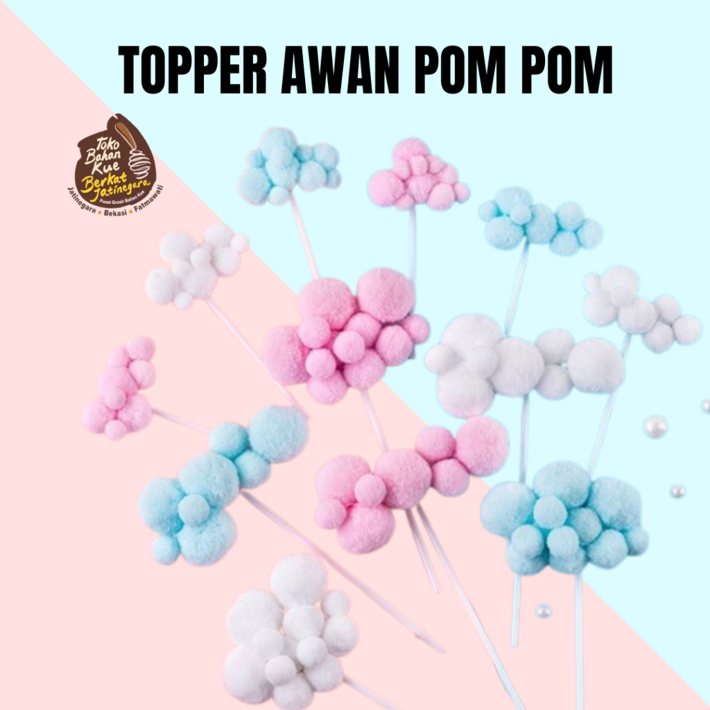 CAKE TOPPER POM POM / HIASAN KUE GABUS / TOPPER CAKE SATUAN LUCU