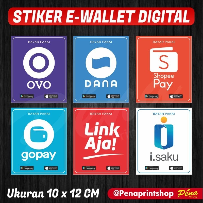 

Sticker Stiker E-Wallet Walet / Stiker Pembayaran E Wallet E Walet / Stiker Bank 10x12 CM
