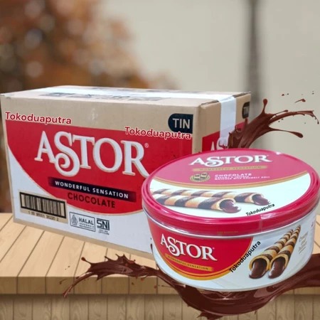 

Astor Wafers Stick Roll Chocolate 156gr Kaleng Bulat Wafer Stik Coklat Camilan Rolls Snack