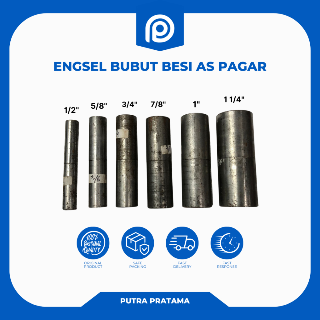 ENGSEL BUBUT BESI AS PAGAR 1/2", 5/8", 3/4", 7/8", 1", 1 1/4" | Engsel Besi Engsel Pagar