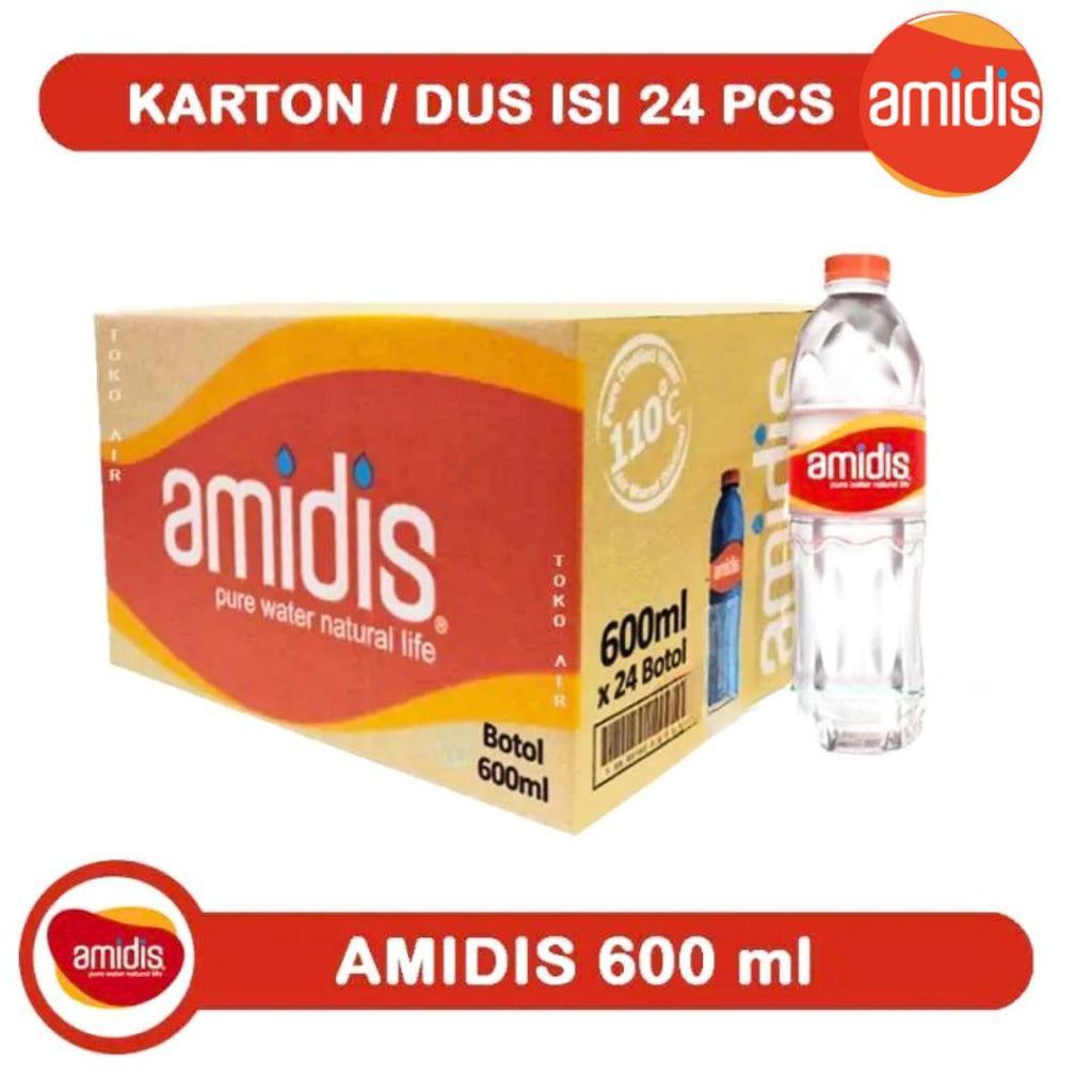 

Air Mineral AMIDIS 600 ML Isi 24 Botol PER DUS PER KARTON