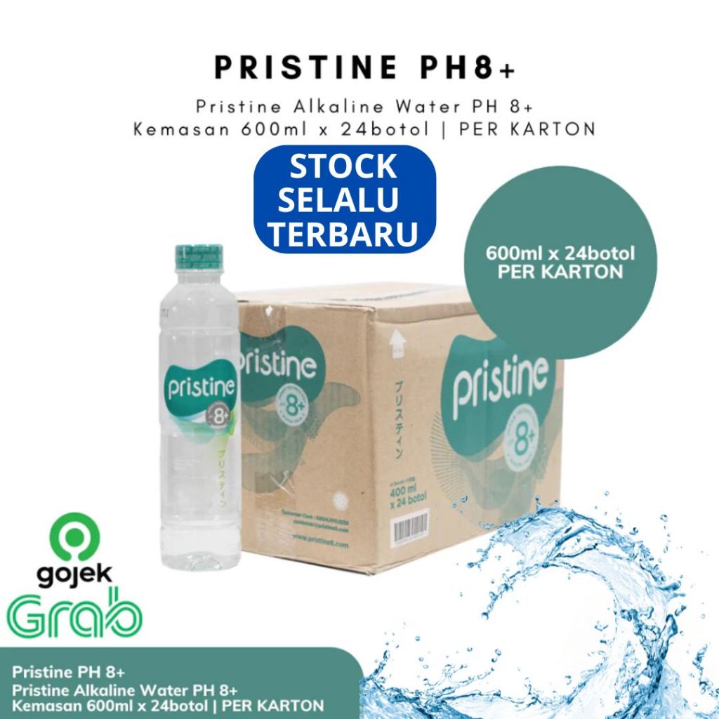 

Air Mineral PRISTINE PH 8+ 600 ML Isi 24 Botol PER DUS PER KARTON