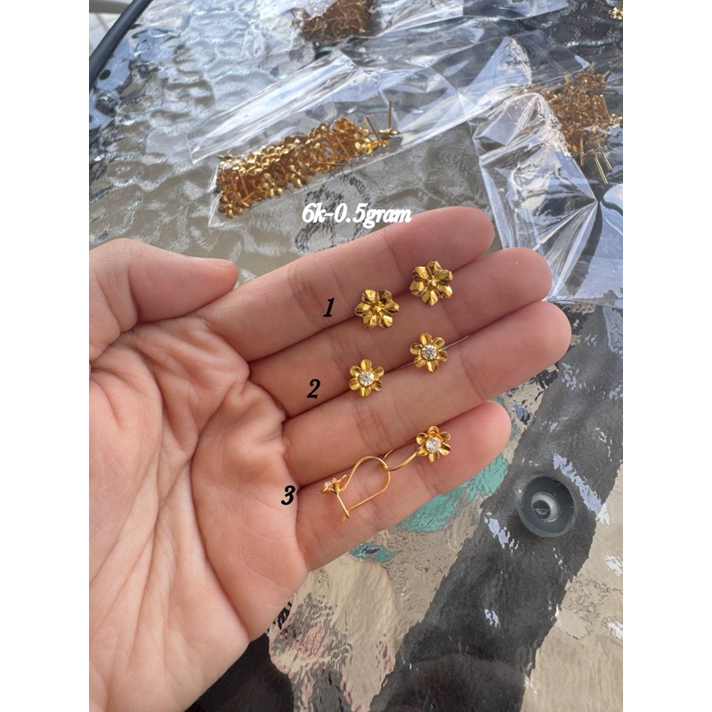 Anting kait giwang bunga polos gold