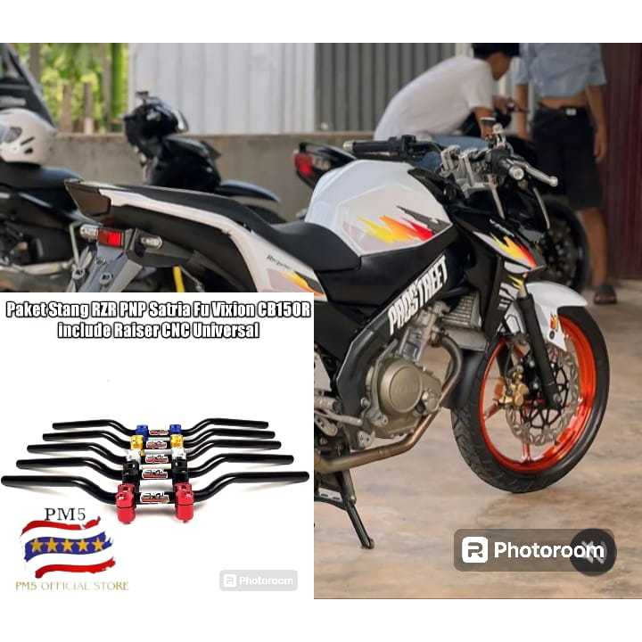 SETANG STIR RZR MODEL ROADRACE SET RAISER DUDUKAN PENINGGI STANG CNC IMPORT PNP YAMAHA VIXION NEW VI