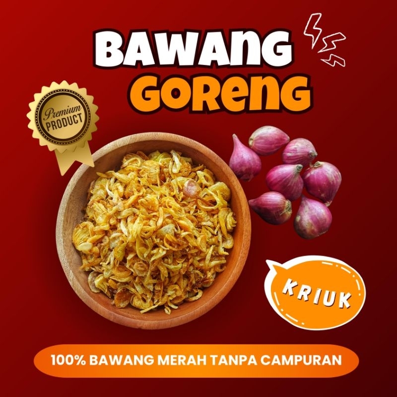 

300gr BAWANG GORENG KRIUK 100% BAWANG MERAH ASLI TANPA CAMPURAN DIGORENG DENGAN MENGGUNAKAN MINYAK NABATI