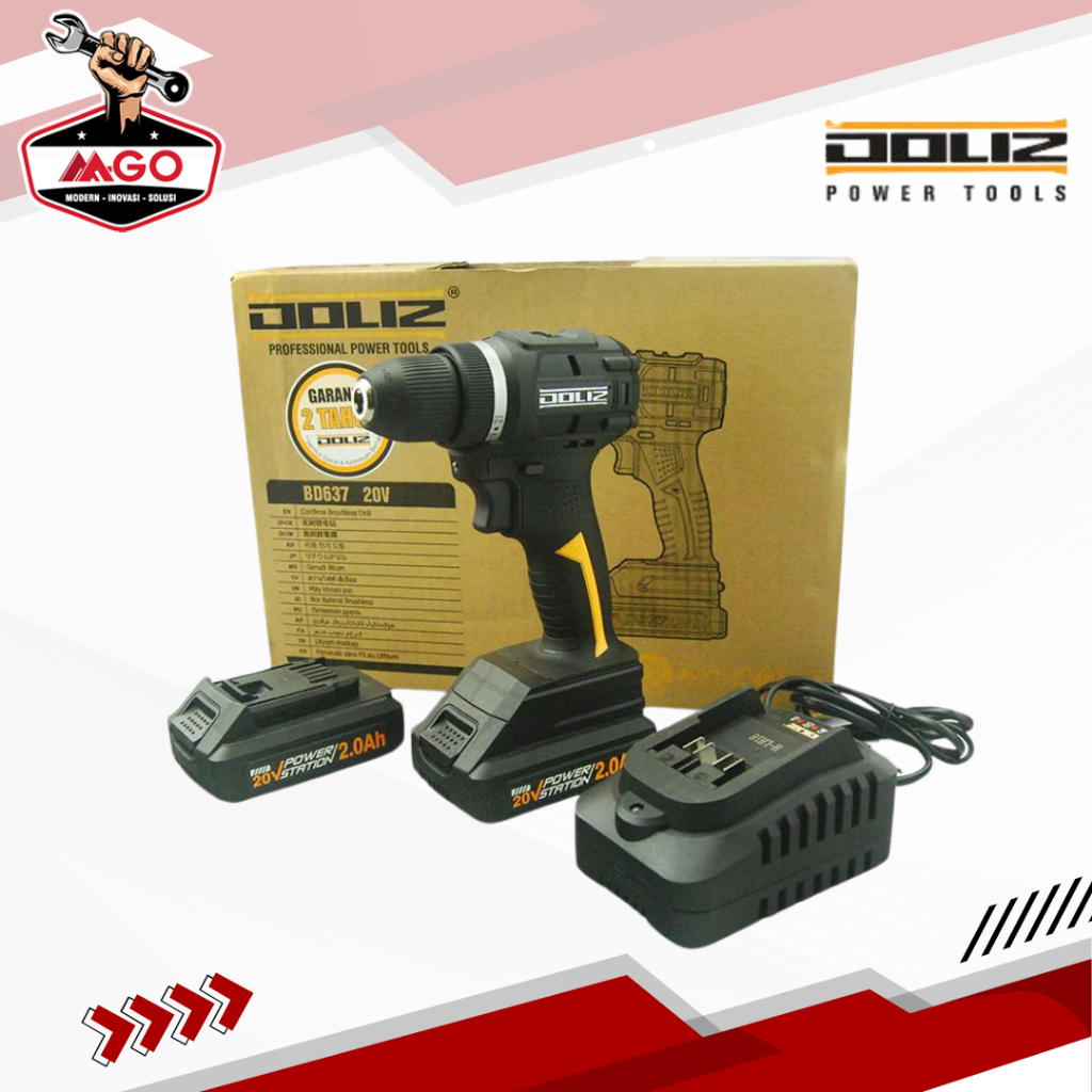 Doliz Bor Baterai Brushless / Brushless Cordless Drill / Mesin Bor Baterai BD 637
