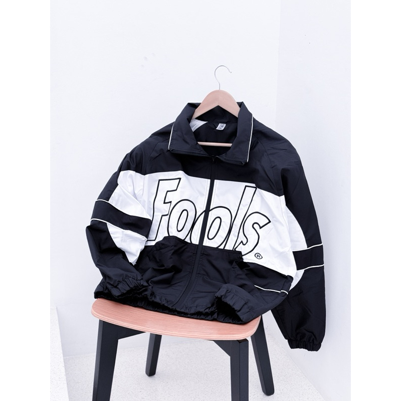 Fools Parasut white blk font | Jaket Parasut