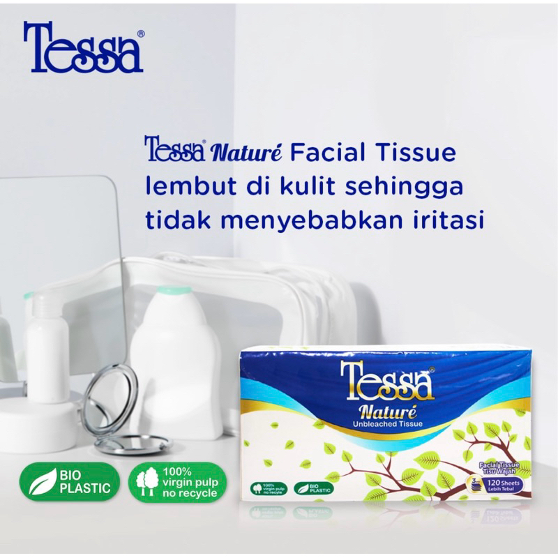 Tissue Tessa facial Nature coklat 120 sheet 3ply