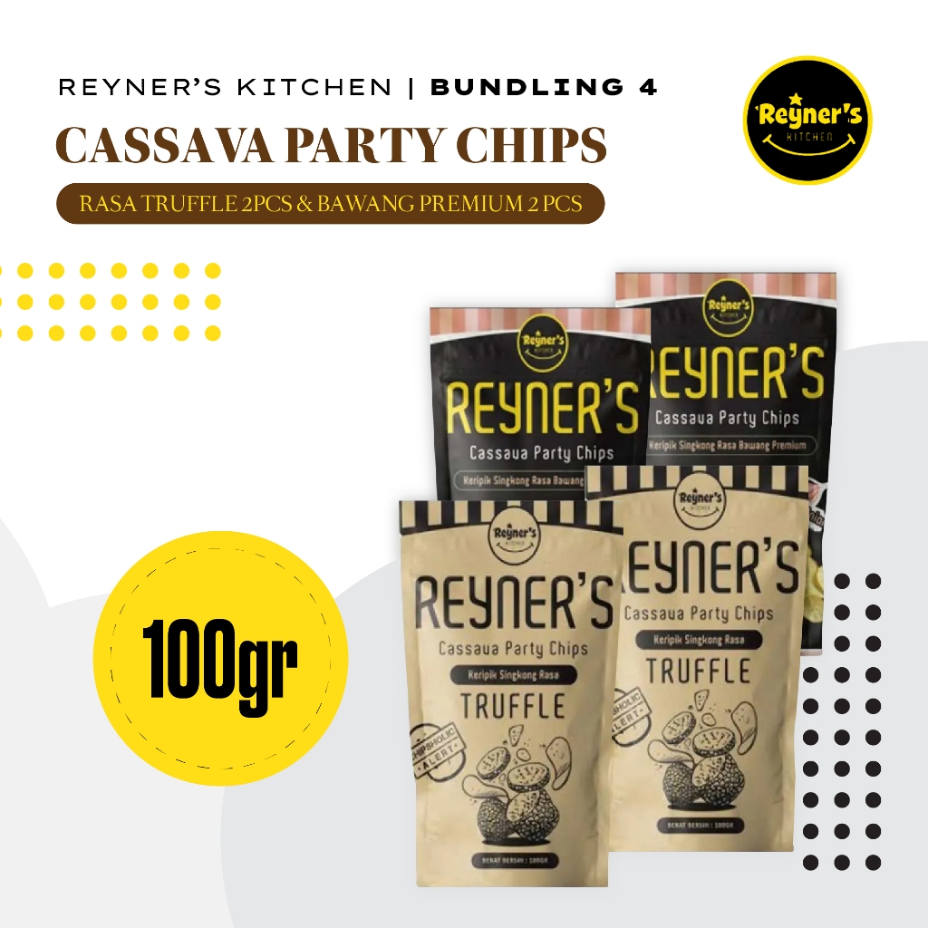 

Bundling 4!! 2 Reyner's Kitchen Premium Onion Cassava Chips and 2 Truffle Crispy Cassava Chips DELIC