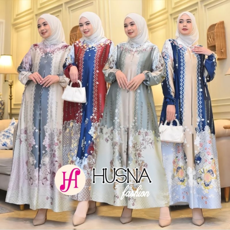 TERLARIS Gamis Silk Premium Motif Terbaru Bunsui medina dress kondangan Warna Cream Navy Sage