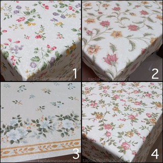 Taplak Meja Makan Plastik Meteran Shabby Chic Custom Ukuran Motif Bunga Buah