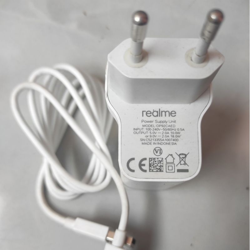 charger realme 18wat type c fast charging cabutan bawaan hp
