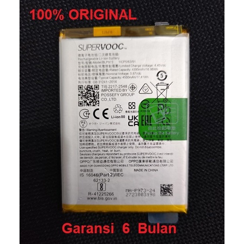 BATTRE BATTERAI OPPO Battery Oppo Reno9 Reno 9 Pro BLP973 Original