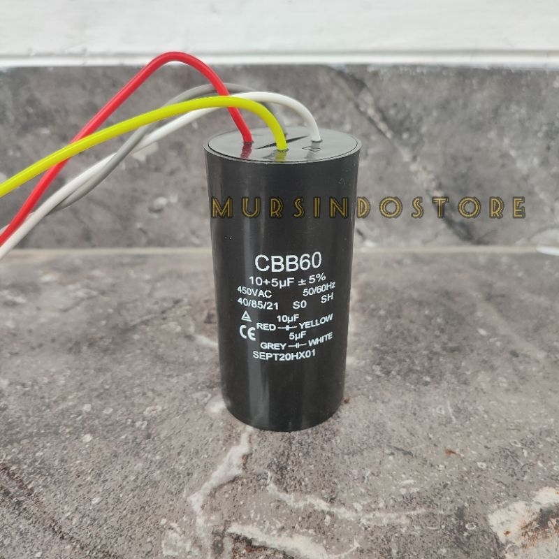 KAPASITOR MESIN CUCI CBB60 ORIGINAL 5+10UF / KAPASITOR 5+10 MIKRO