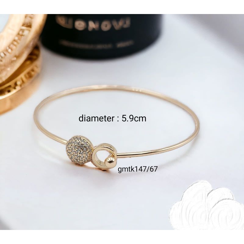 Gelang Bangle Xuping Asli Minimalis Elegan Lapis Mas