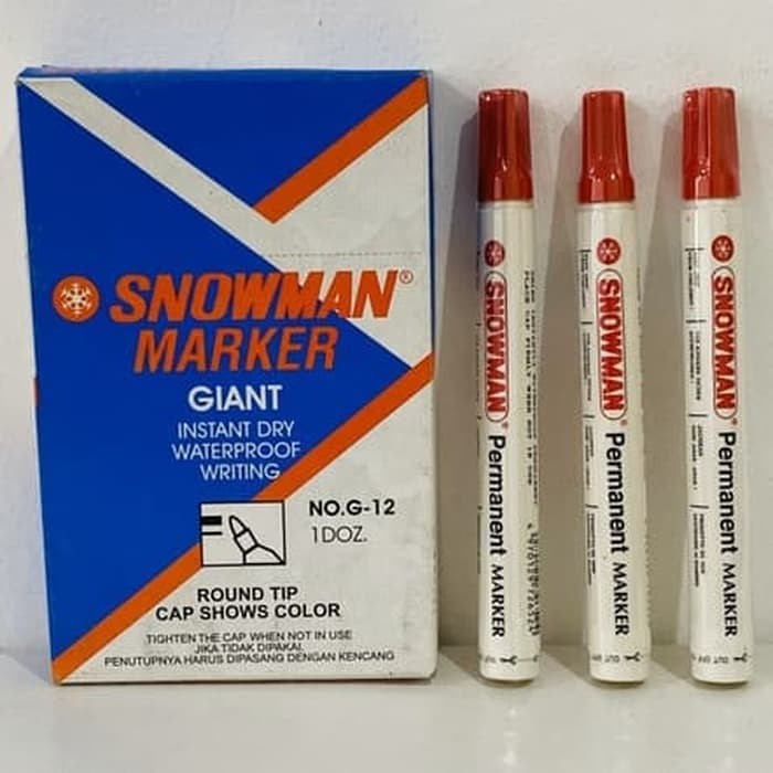 

Snowman Spidol Permanent Marker G12 MERAH (1 PCS) / Spidol Snowman MERAH Permanent G12
