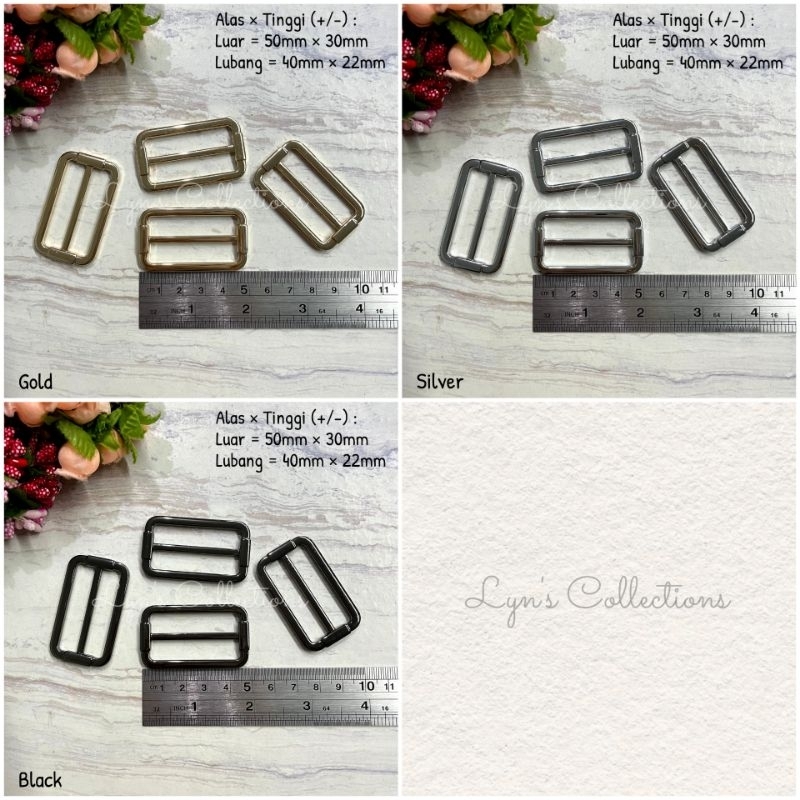Ring Geser Tali Tas 40mm×22mm | Ring Jalan Strap Adjuster - A