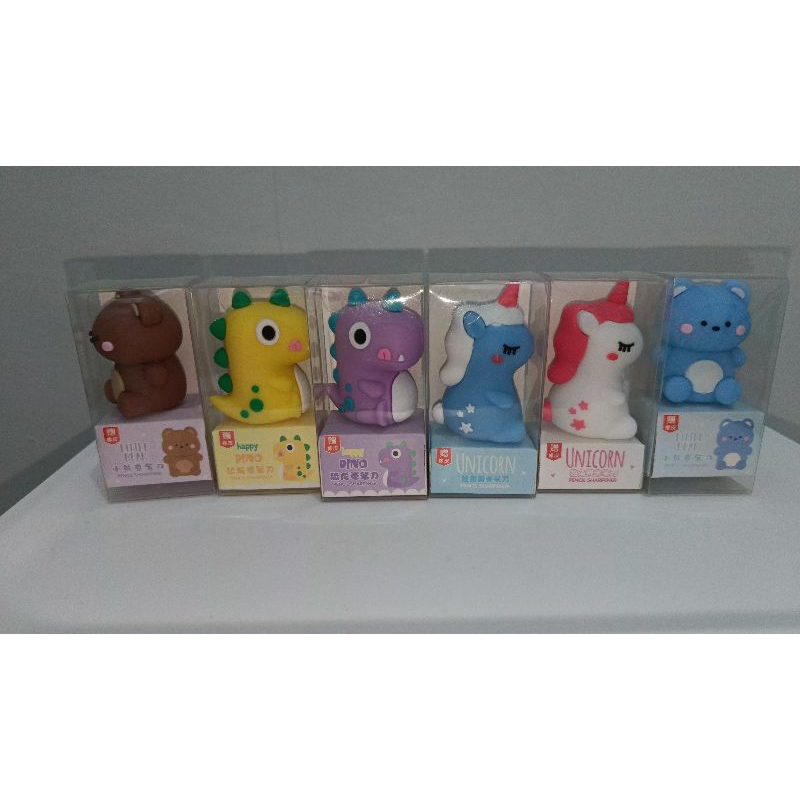 

Ready Rautan plus penghapus karakter unicorn/ rautan karakter dinosaurus/ rautan karakter brown
