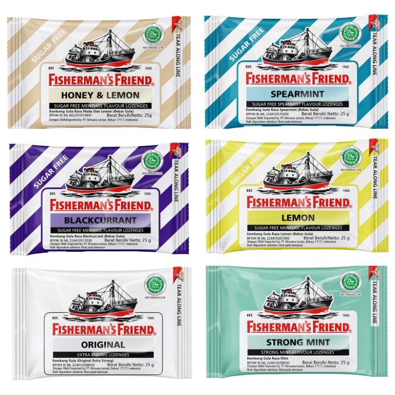 

Fisherman's Friend Aneka Permen Pelega Tenggorokan Original Lemon Mint honey sprearmint blackcurrant