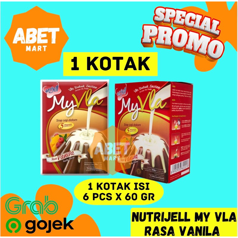 

MyVla NutriJell Vla Bubuk Instan Rasa Vanila 1 Kotak isi 6 Pcs 60Gr - 60 Gr Vanilla Powder Saset My Vla Fla Puding Susu