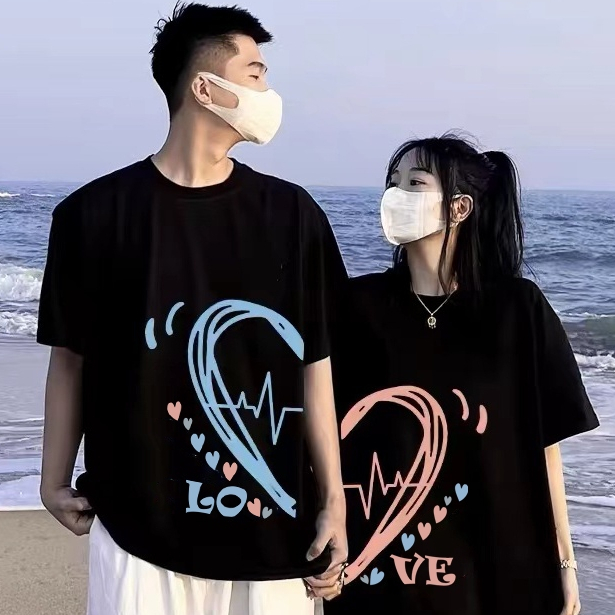 Kaos Terbaru Couple pasangan PULSE LOVE Kekinian Baju Tshirt Atasan Kapel Hati Terbelah Nyambung