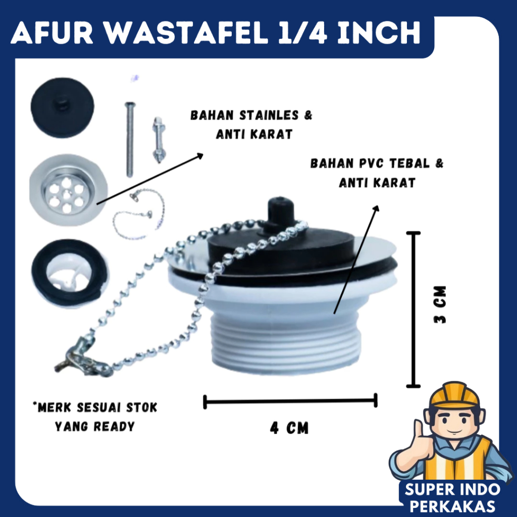 Afur wastafel Penyaring bak cuci piring pvc 1/4 inch 1/2inch