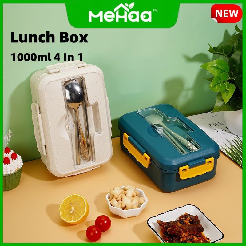 Mehaa Lunch Box Set Tempat Bekal Makan Jerami Gandum Kotak Makan