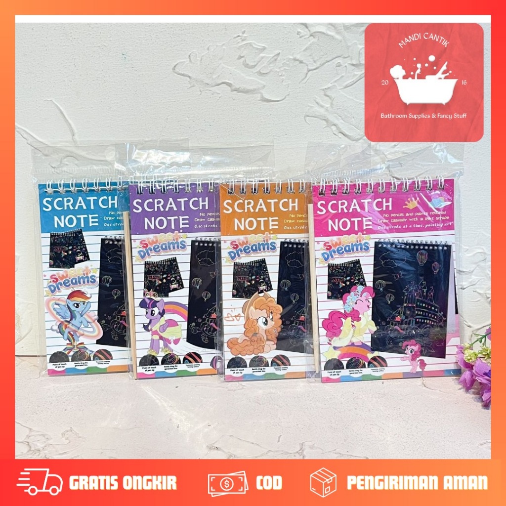 

Buku Stratch Book Drawing My Little Pony A5/ mainan anak scratch book / buku gosok gesek warna free pensil gosok / Buku mainan edukasi kreativitas anak