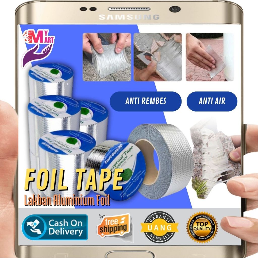 Lakban Anti Bocor Aluminium Anti Rembes Air - Super Strong Foil Tape Aluminium Waterproof