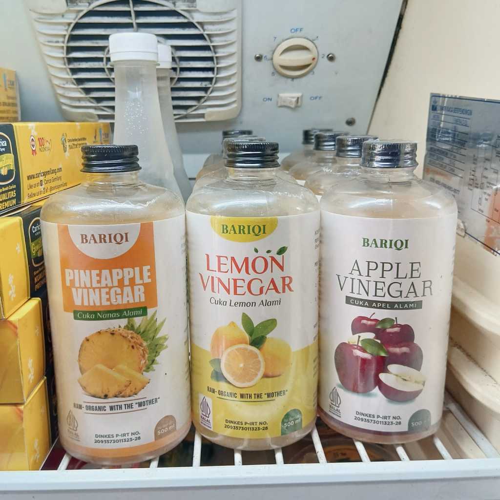 

Cuka Apel Lemon Nanas Vinegar Organik With Mother Bariqi Asli Original