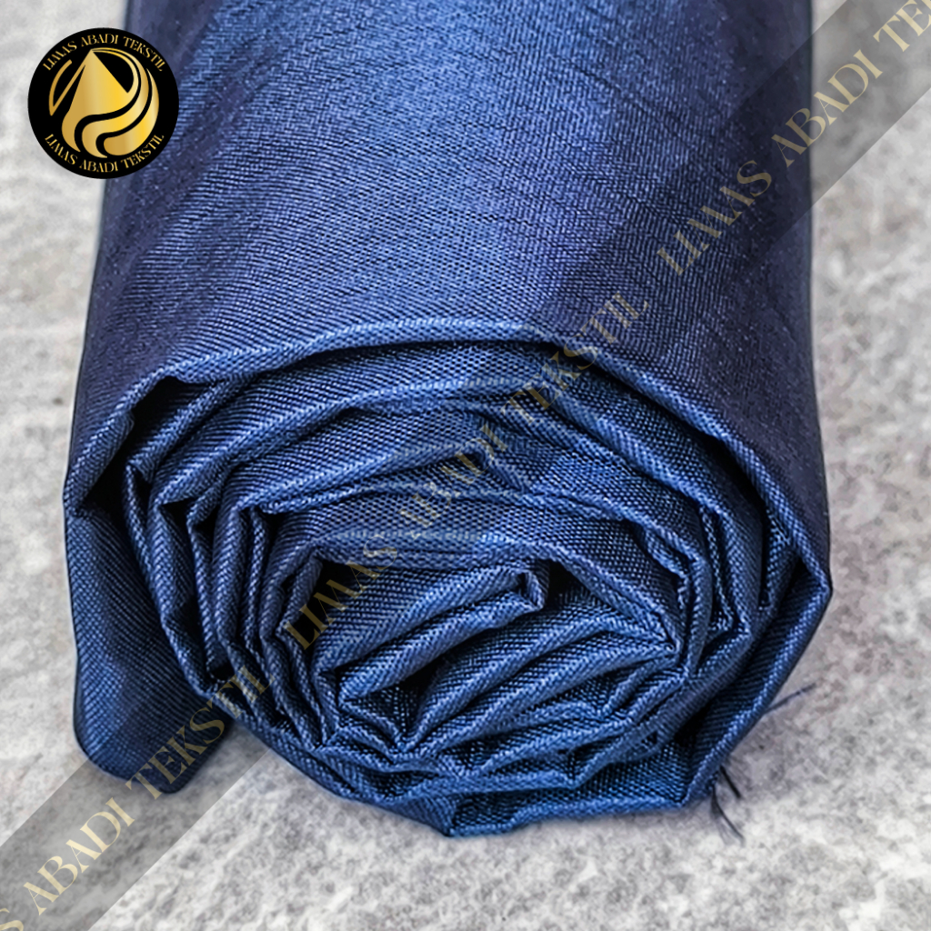 Grosir Kain Peles Capung (Biru Navy)1 Roll 50 100 yard Bahan Furing Saku Celana Jeans Chinos Mukena 