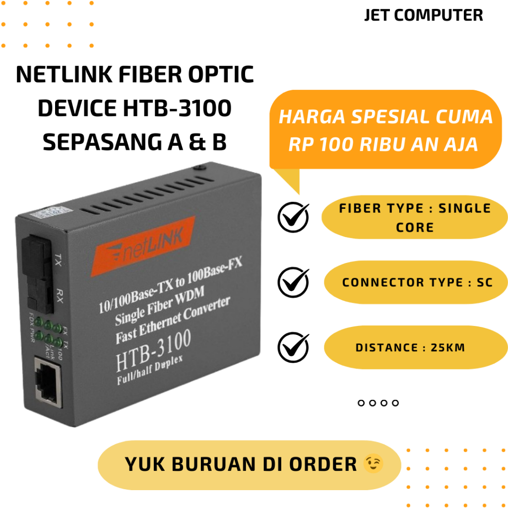 Netlink Fiber Optic Device HTB-3100 Sepasang A & B