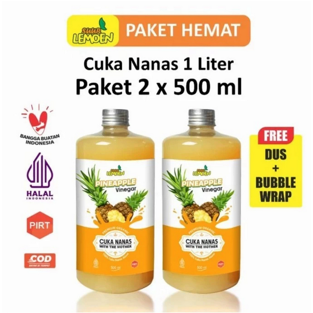 

Suur Lemoen Cuka Nanas 1 Liter - Cuka Nanas Obat Diabetes - Organic Pineapple Cider Vinegar