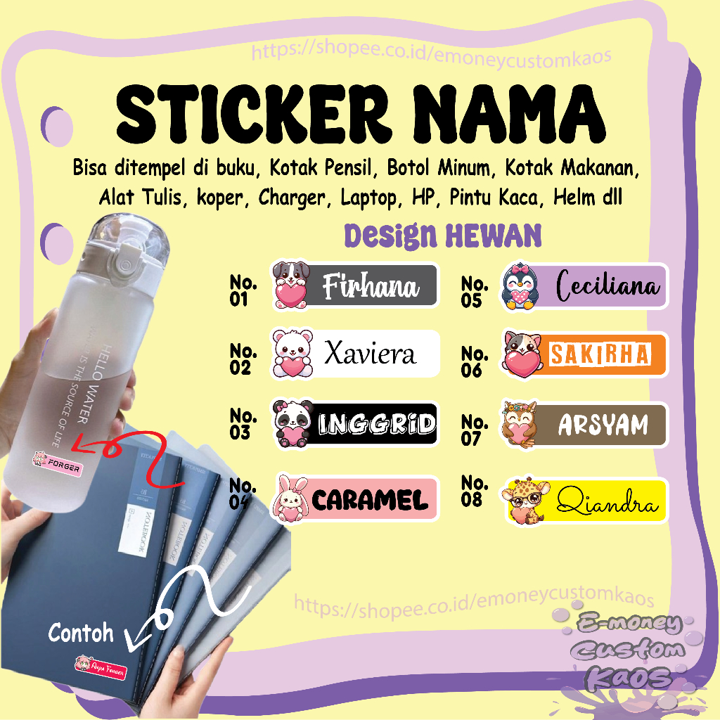 

STICKER LABEL NAMA HEWAN FAUNA LUCU STIKER CUSTOM LEBEL PREMIUM MURAH LUCU BISA TEMPEL DI BUKU KOTAK PENSIL HELM BOTOL MINUM KOTAK MAKANAN ALAT TULIS KOPER LAPTOP HP PINTU KACA