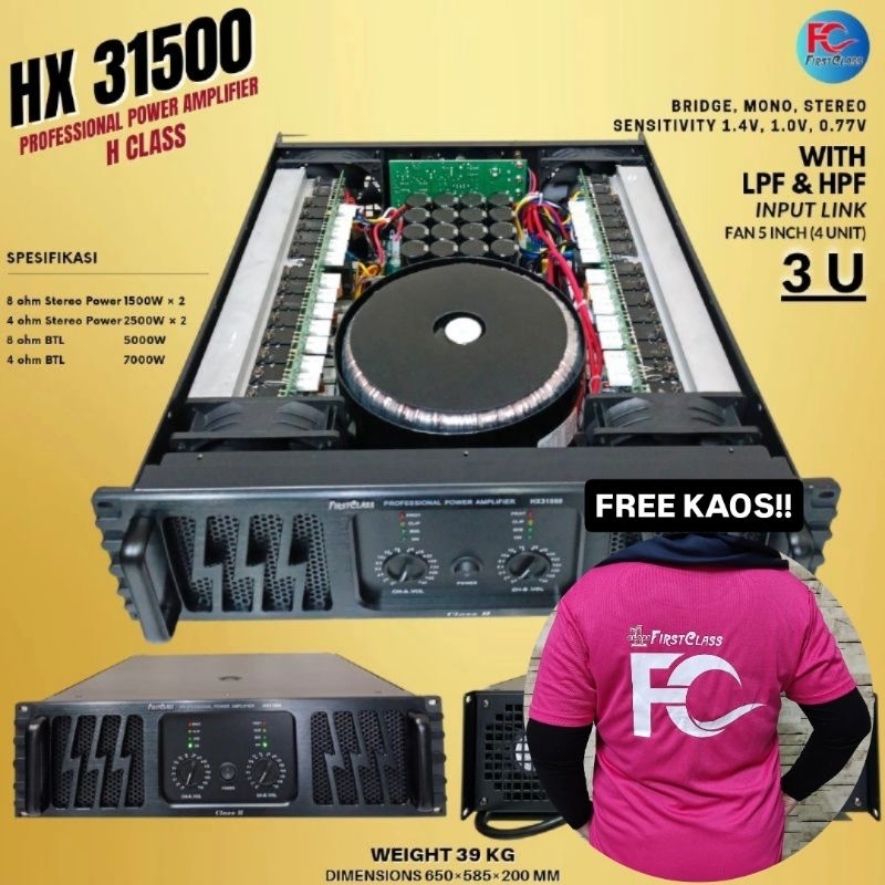 Firstclass HX 31500 | Power Amplifier 3U Class H With Crossover (Free kaos)