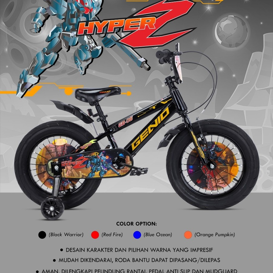 Sepeda bmx anak 16 inc ban jumbo genio by united usia 5 tahun ke atas