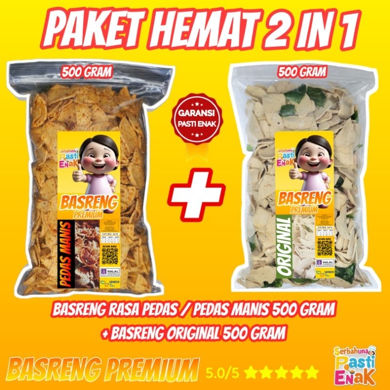 

Bundling 1kg Basreng Pedas Daun Jeruk / 500 gram + Original 500 gram Kualitas Premium