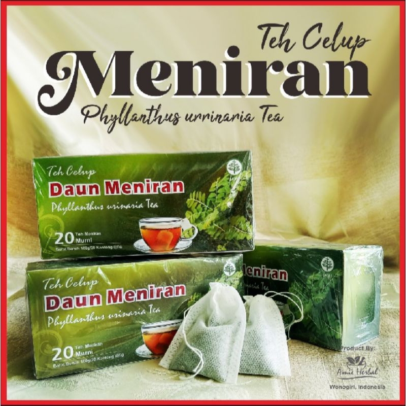 

teh celup daun meniran/herbal daun meniran/herbal kencing batu/hepatiti. 1 box isi 20 kantong teh celup.