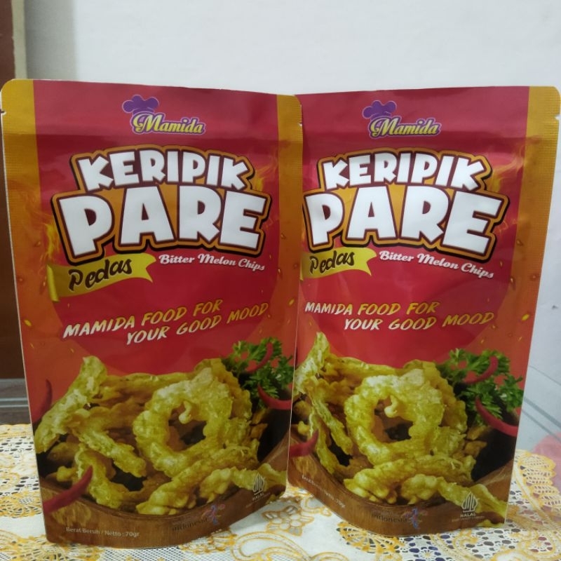 

Mamida Keripik Pare rasa pedas Kress kriuk dan halal