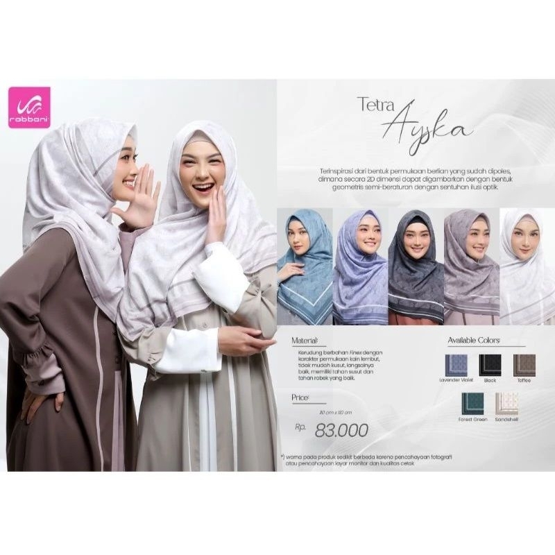 (READY HITAM) KERUDUNG SEGI EMPAT TETRA AYSKA RABBANI ORI