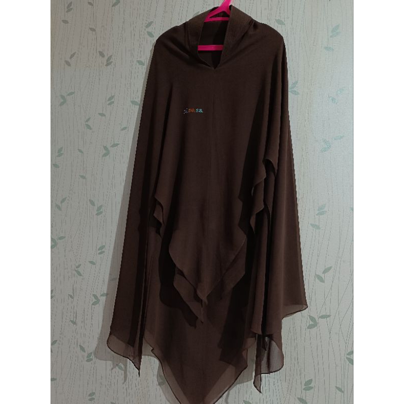Preloved khimar sisesa coklat tua