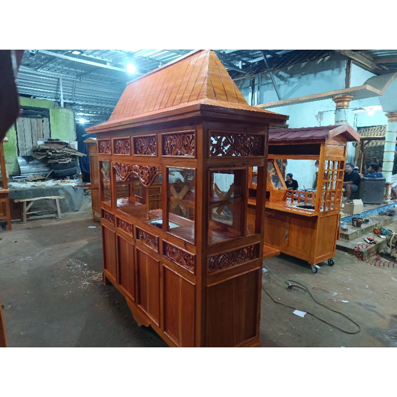 gerobak mie ayam bakso  joglo ukir kayu mahoni