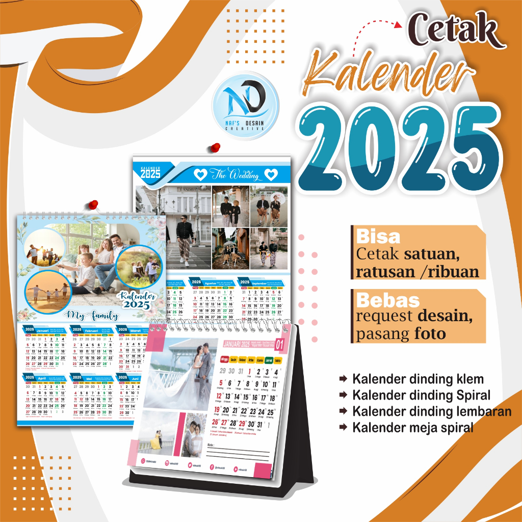 

Kalender Dinding 2025 ( 2 Lbr = 6 Bulan ) Custom Desain