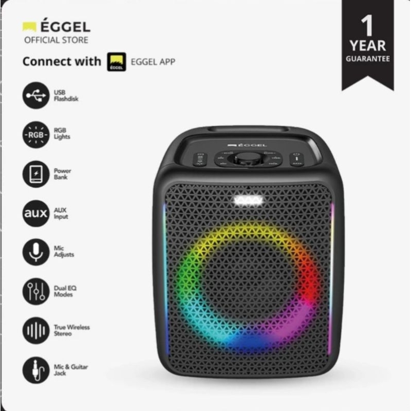 Eggel Fortis 2 Portable Party Speaker with RGB Lights Garansi Resmi