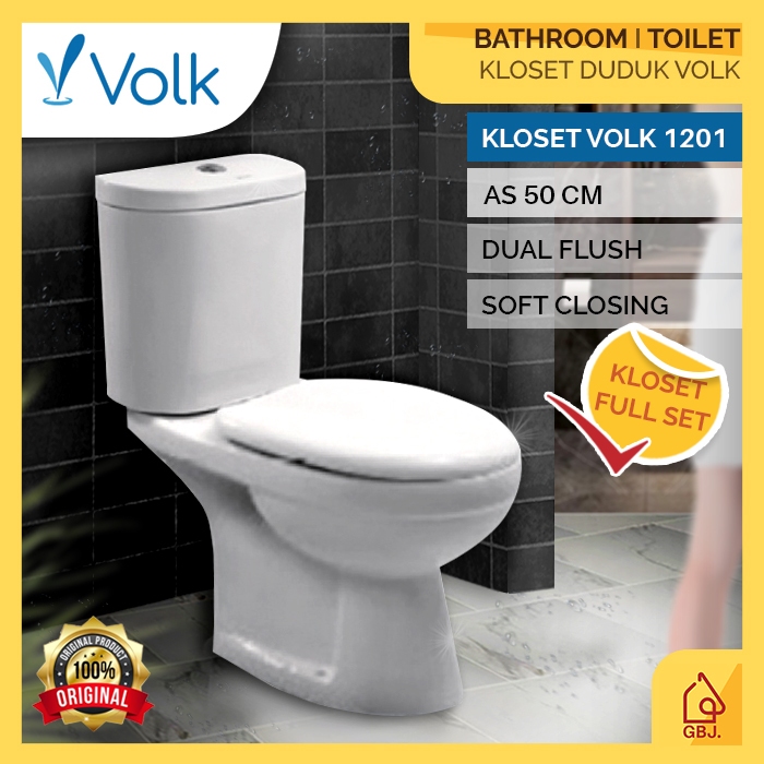KLOSET DUDUK VOLK KIRANA 1201 AS 50 CM DUAL FLUSH SOFT CLOSING / CLOSET DUDUK MURAH