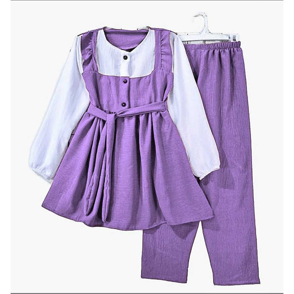 Baju Lebaran Anak Perempuan 2026 Pakaian Ngaji 2In1 Bocah Setcel Baju Kurung Gamis Kid Umur 4 7Tahun