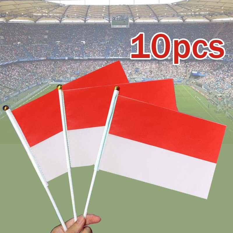 10pcs Bendera Kain Merah Putih Kecil Indonesia Pawai Bendera Pawai Kecil Merah Putih